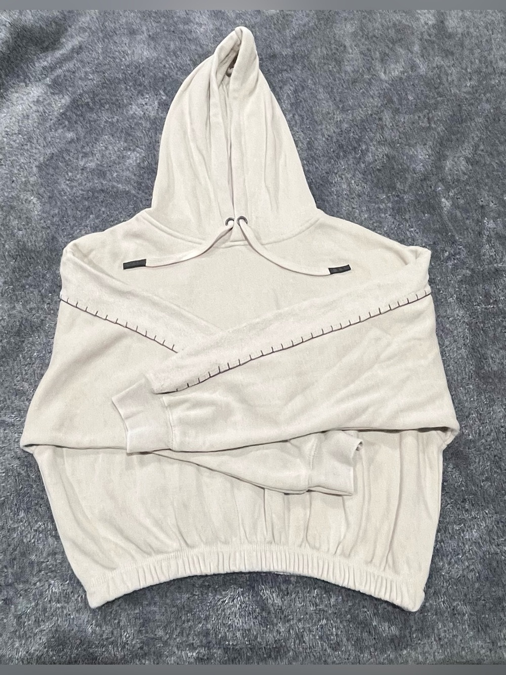 Women's Vintage Havana Beige/stone color Cropped Hoodie Sweatshirt size S